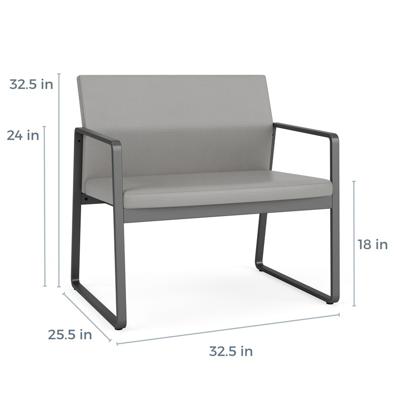 Gansett Reception Waiting Room Bariatric Chair / Silver Steel / Light Gray