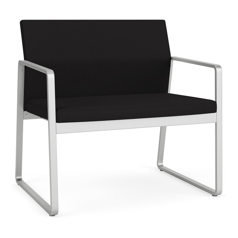 Gansett Reception Waiting Room Healthcare Bariatric Chair / Silver Steel / Black