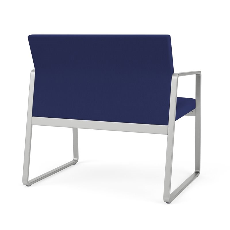Gansett Reception Waiting Room Healthcare Bariatric Chair / Silver Steel / Blue