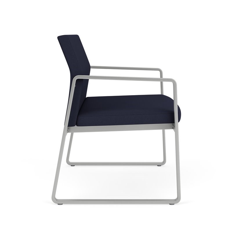 Gansett Reception Waiting Room Bariatric Chair / Silver Steel / Navy Blue