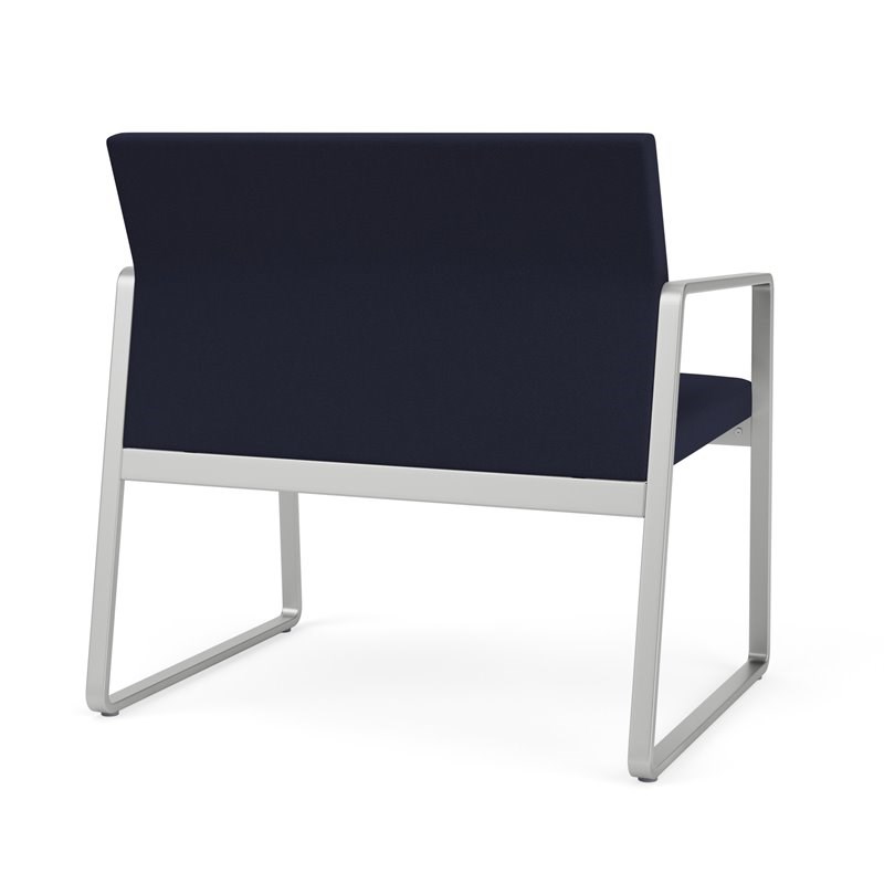 Gansett Reception Waiting Room Bariatric Chair / Silver Steel / Navy Blue