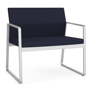 Lesro Gansett Modern Fabric Bariatric Chair in Silver/Open House Navy