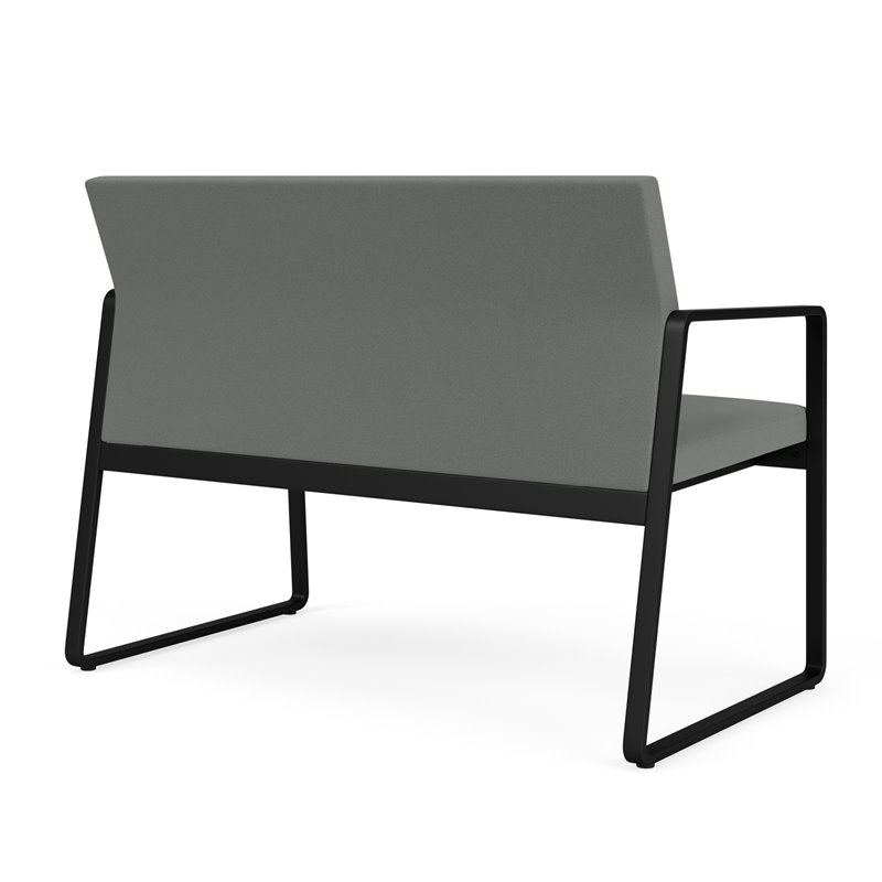 Gansett Reception Waiting Room Healthcare Loveseat / Black Steel / Light Gray