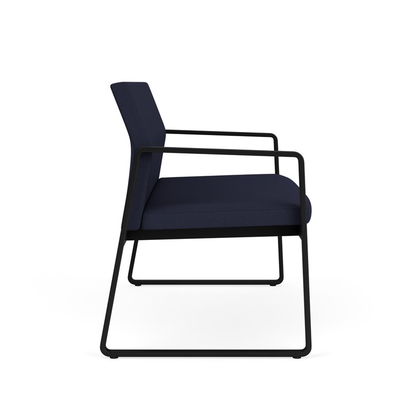Gansett Reception Waiting Room Healthcare Loveseat / Black Steel / Navy Blue