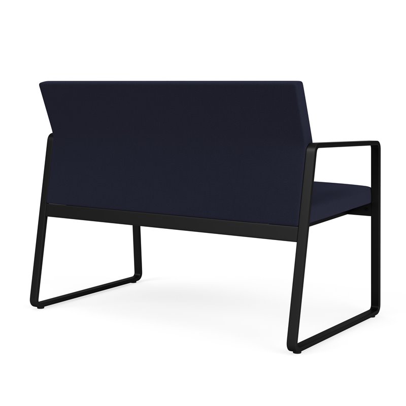 Gansett Reception Waiting Room Healthcare Loveseat / Black Steel / Navy Blue