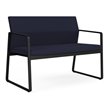 Gansett Reception Waiting Room Healthcare Loveseat / Black Steel / Navy Blue