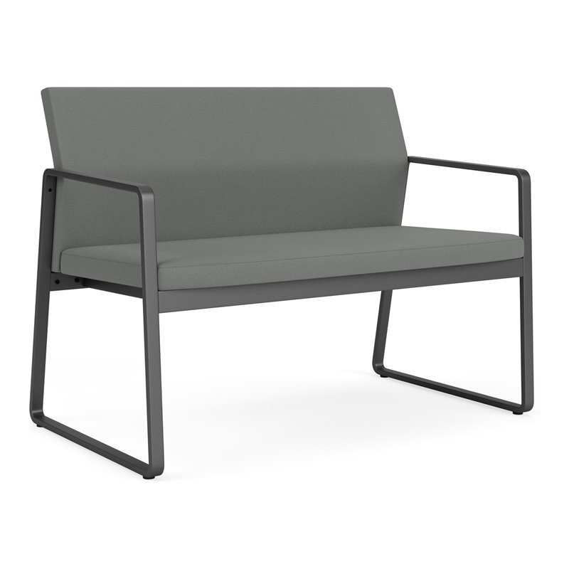 Gansett Reception Waiting Room Healthcare Loveseat / Charcoal Steel / Light Gray