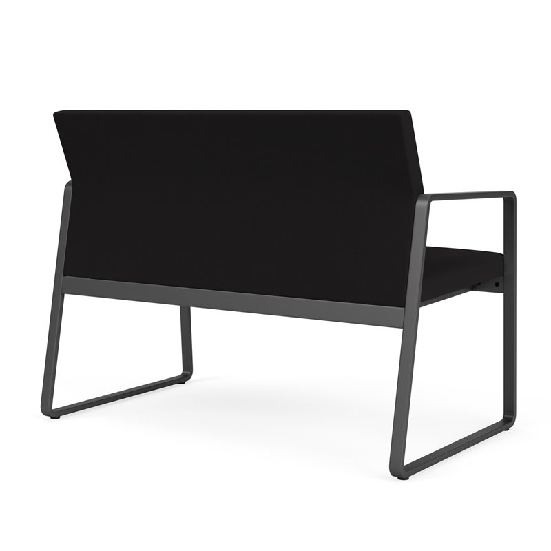 Gansett Reception Waiting Room Healthcare Loveseat / Charcoal Steel / Black