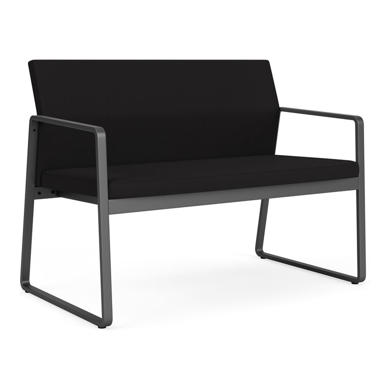 Gansett Reception Waiting Room Healthcare Loveseat / Charcoal Steel / Black