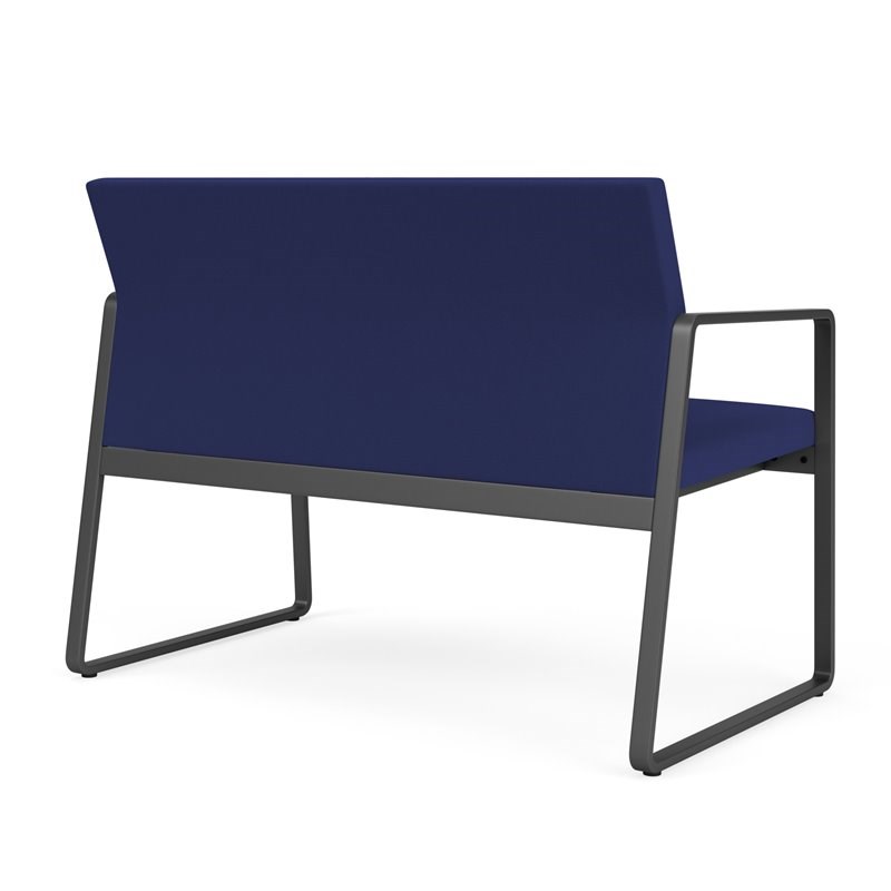 Gansett Reception Waiting Room Healthcare Loveseat / Charcoal Steel / Blue