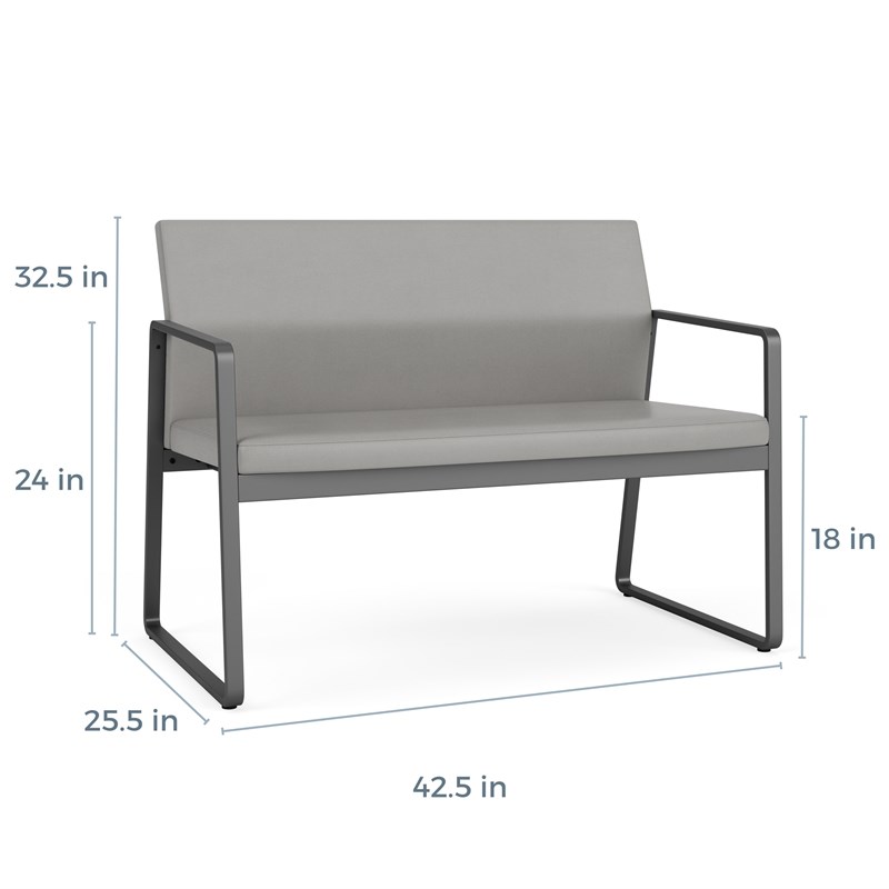 Gansett Reception Waiting Room Healthcare Loveseat / Charcoal Steel / Blue