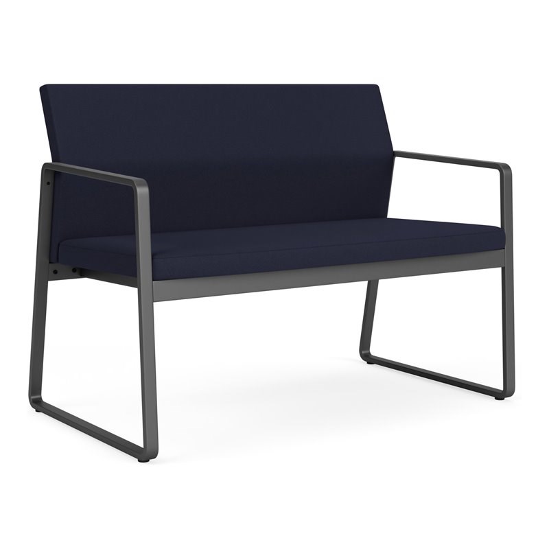 Gansett Reception Waiting Room Healthcare Loveseat / Charcoal Steel / Navy Blue