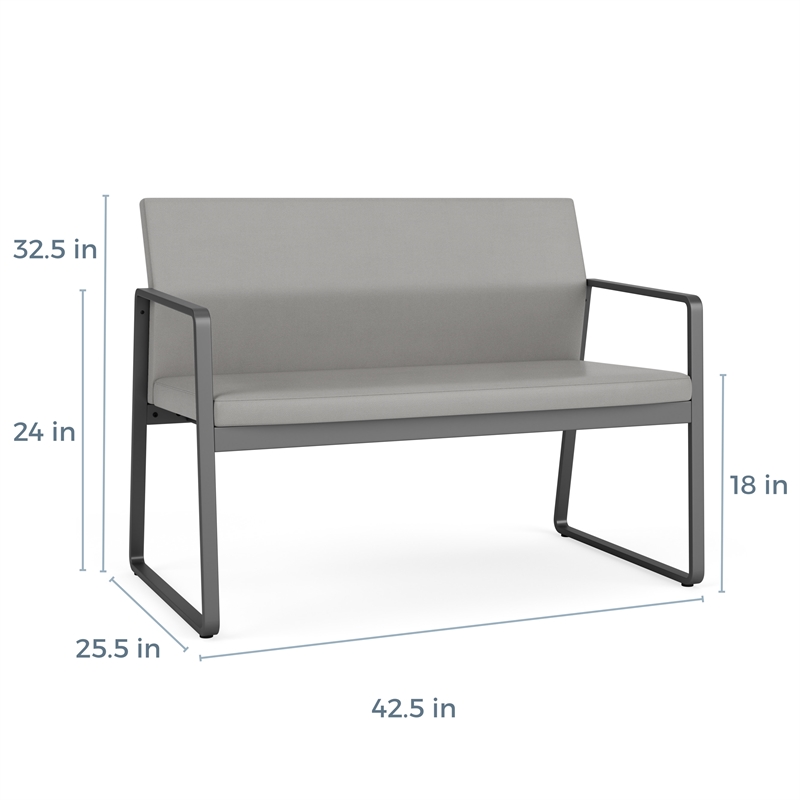 Gansett Reception Waiting Room Healthcare Loveseat / Silver Steel / Light Gray