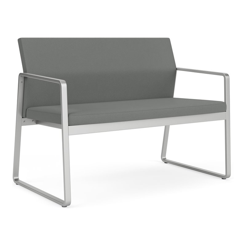 Gansett Reception Waiting Room Healthcare Loveseat / Silver Steel / Light Gray