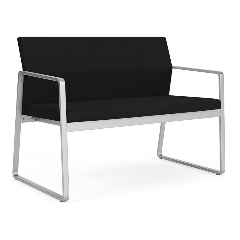 Gansett Reception Waiting Room Healthcare Loveseat / Silver Steel / Black