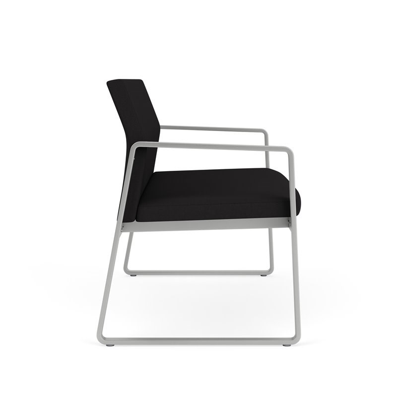 Gansett Reception Waiting Room Healthcare Loveseat / Silver Steel / Black