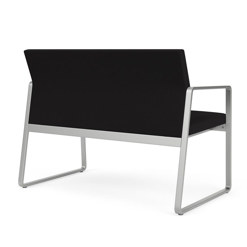 Gansett Reception Waiting Room Healthcare Loveseat / Silver Steel / Black