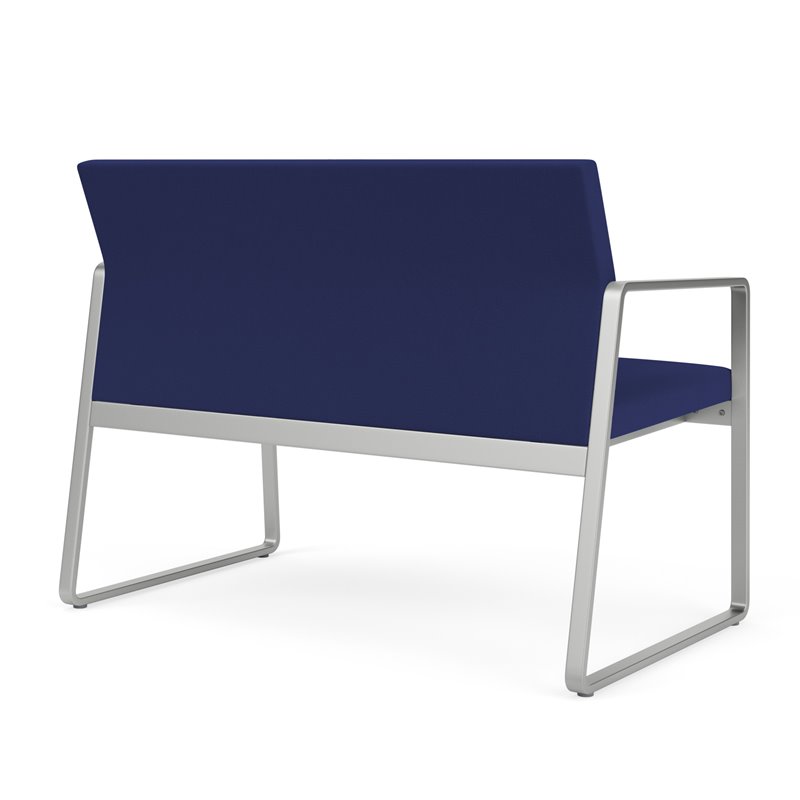 Gansett Reception Waiting Room Healthcare Loveseat / Silver Steel / Blue