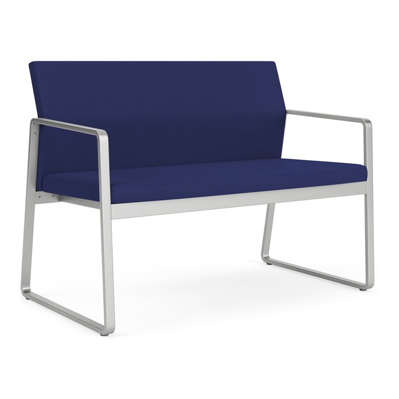 Gansett Reception Waiting Room Healthcare Loveseat / Silver Steel / Blue