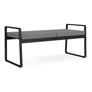 Gansett Reception Waiting Room 2-Seat Bench / Black Steel / Light Gray