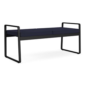lesro gansett modern fabric 2-seat bench in black/open house navy