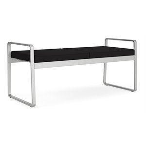 lesro gansett modern fabric 2-seat bench in silver/open house black