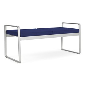 lesro gansett modern fabric 2-seat bench in silver/open house cobalt
