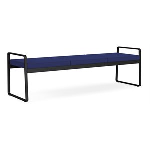 Lesro Gansett Modern Fabric 3-Seat Bench in Black/Open House Cobalt