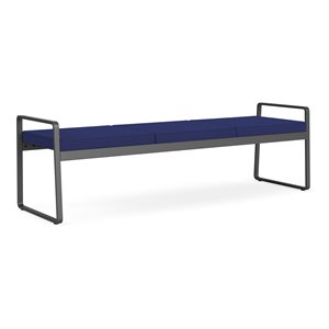 lesro gansett modern fabric 3-seat bench in charcoal/open house cobalt