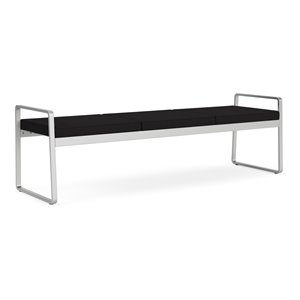 lesro gansett modern fabric 3-seat bench in silver/open house black