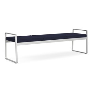 lesro gansett modern fabric 3-seat bench in silver/open house