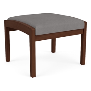 Lenox Wood Reception Waiting 18&quot 1-Seat Bench / Walnut Wood / Light Gray