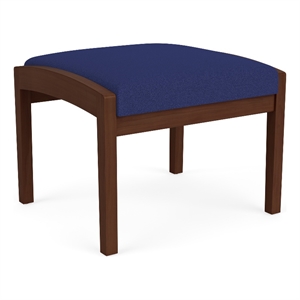 Lenox Wood Reception Waiting Room 18&quot 1-Seat Bench / Walnut Wood / Blue