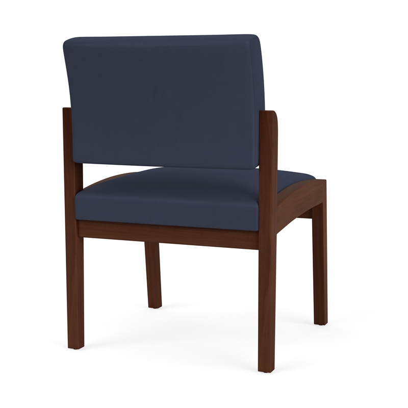 Lenox Wood Reception Waiting Room Armless Guest Chair / Walnut Wood / Blue