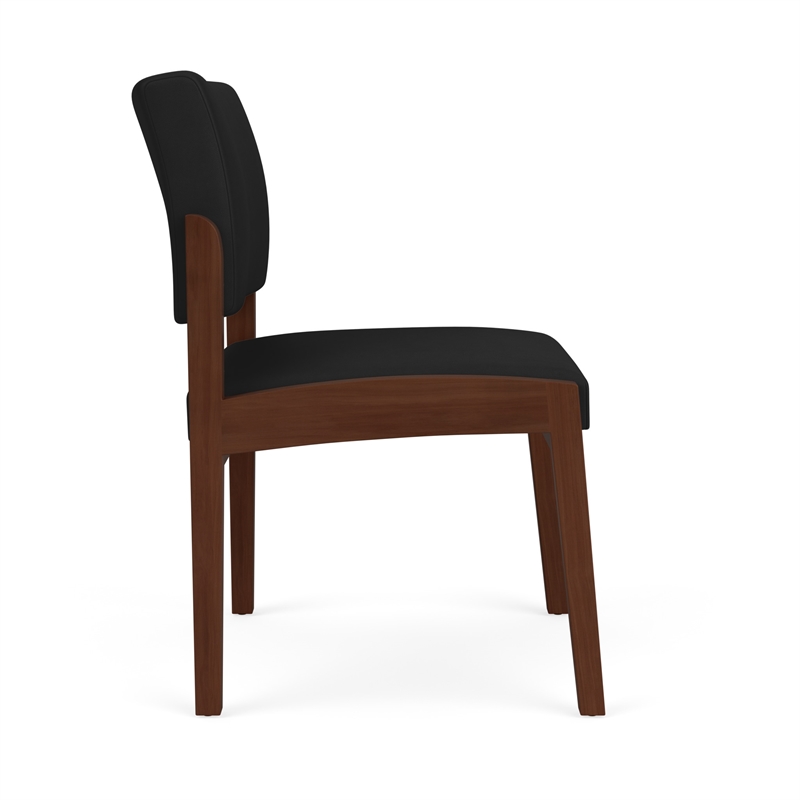 Lenox Wood Reception Waiting Armless Guest Chair / Walnut Wood / Black