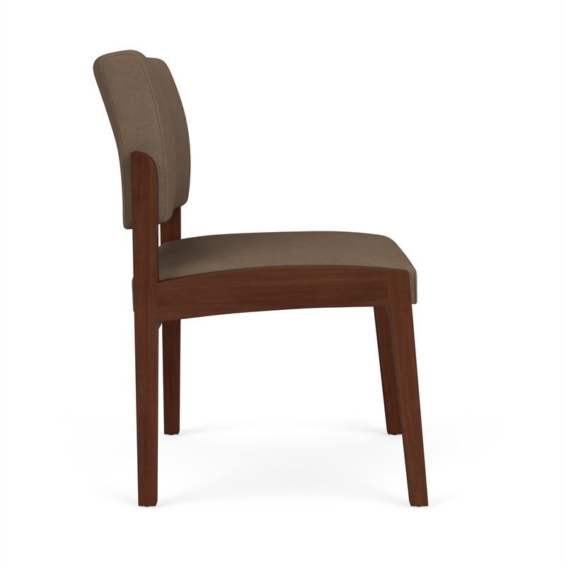 Lenox Wood Reception Waiting Armless Guest Chair / Walnut Wood / Brown