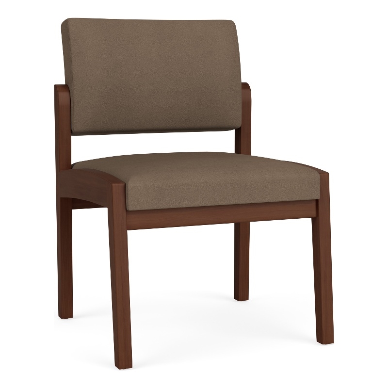Lenox Wood Reception Waiting Armless Guest Chair / Walnut Wood / Brown