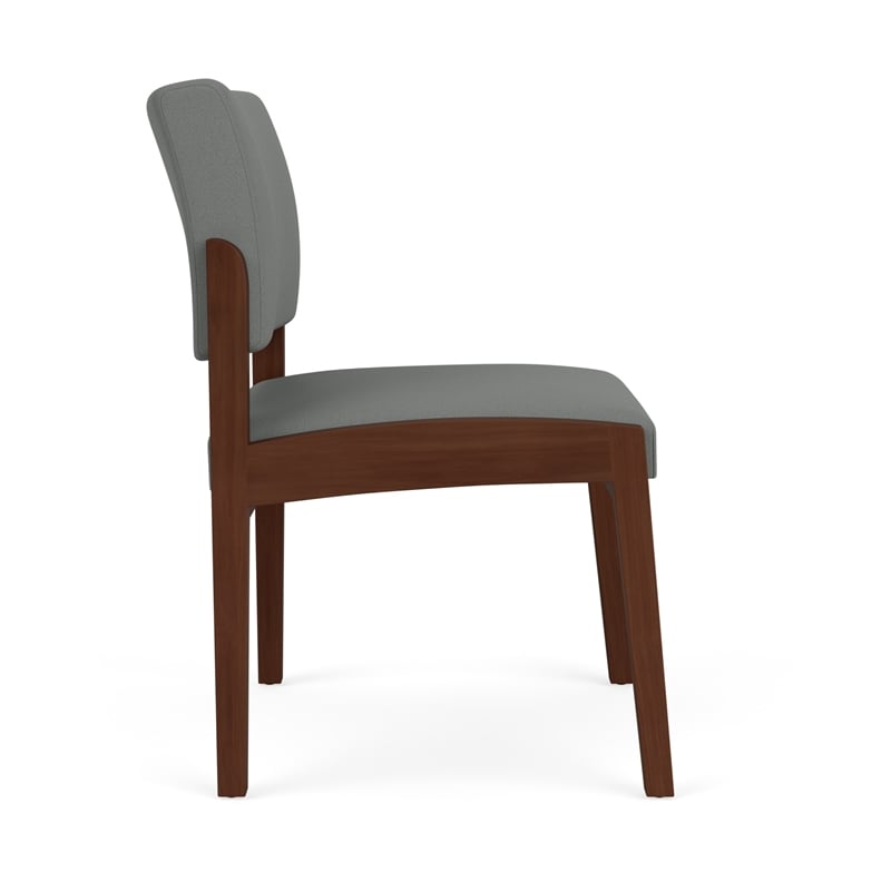 Lenox Wood Reception Waiting Armless Guest Chair / Walnut Wood / Light Gray