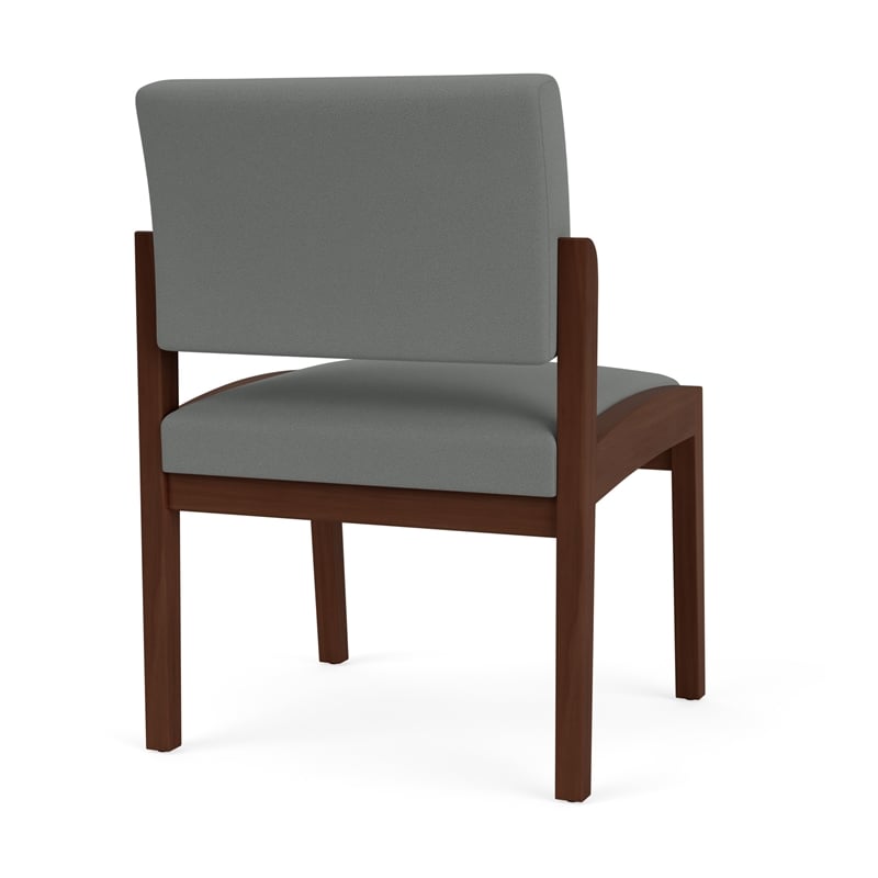 Lenox Wood Reception Waiting Armless Guest Chair / Walnut Wood / Light Gray