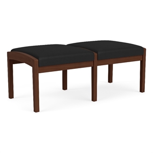 Lenox Wood Reception Waiting Room 18&quot 2-Seat Bench / Walnut Wood / Black