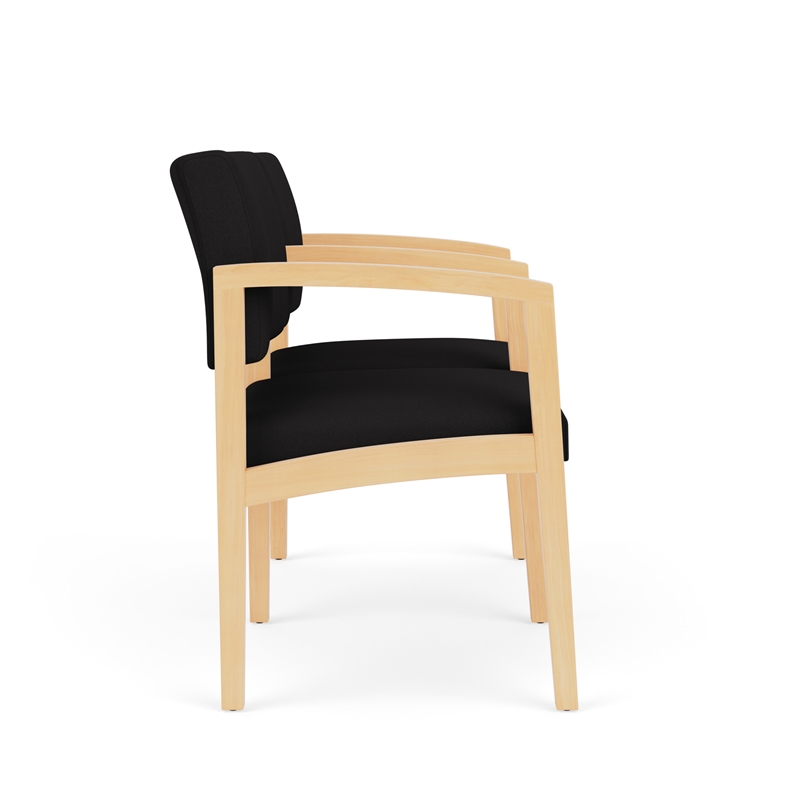 Lenox Wood Reception Waiting 2-Seat Tandem Seating / Natural Wood / Black