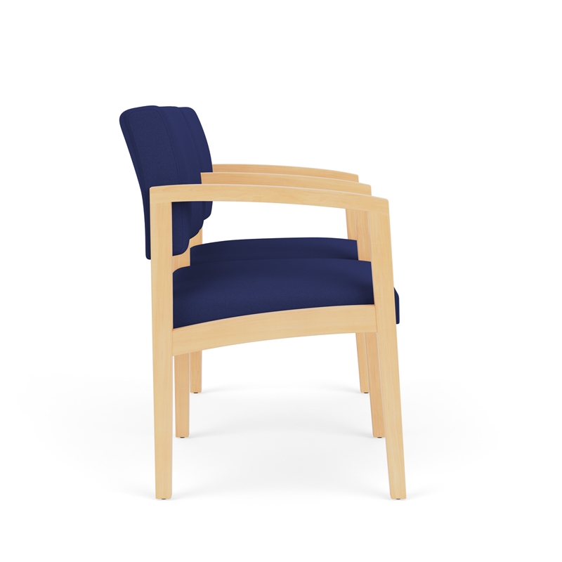 Lenox Wood Reception Waiting 2-Seat Tandem Seating / Natural Wood / Blue