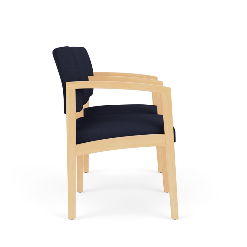 Lenox Wood Reception Waiting 2-Seat Tandem Seating / Natural Wood / Navy Blue