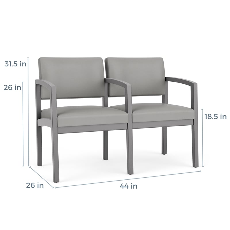 Lenox Wood Reception Waiting 2-Seat Tandem Seating / Walnut Wood / Blue