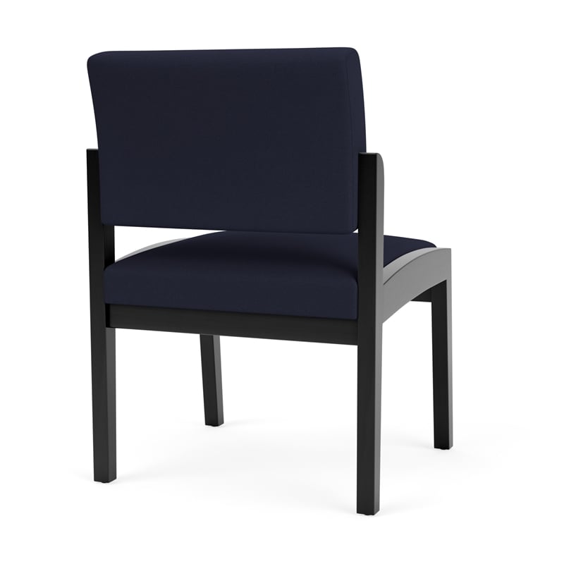 Lenox Wood Reception Waiting Armless Guest Chair / Black Wood / Navy Blue