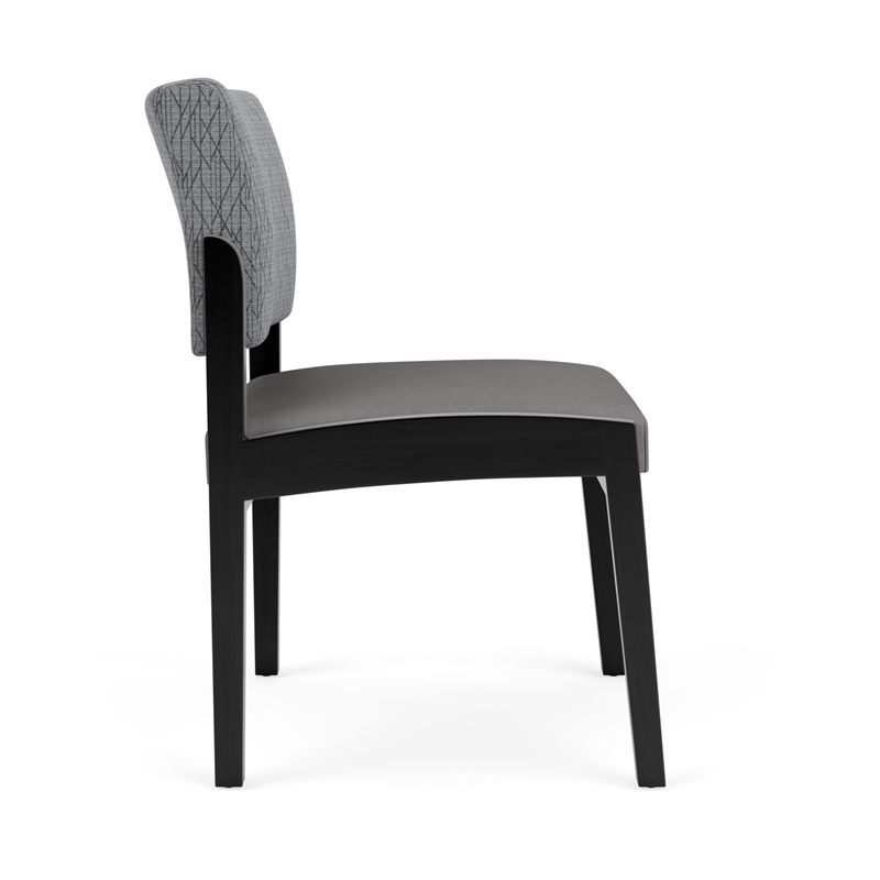 Lenox Wood Reception Waiting Armless Guest Chair / Black Wood / Gray / Gray