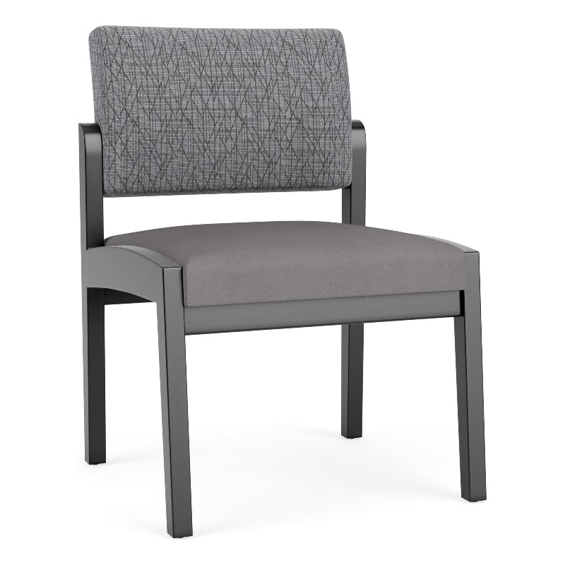 Lenox Wood Reception Waiting Armless Guest Chair / Black Wood / Gray / Gray