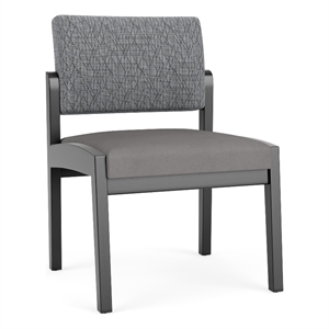 Lenox Wood Reception Waiting Armless Guest Chair / Black Wood / Gray / Gray