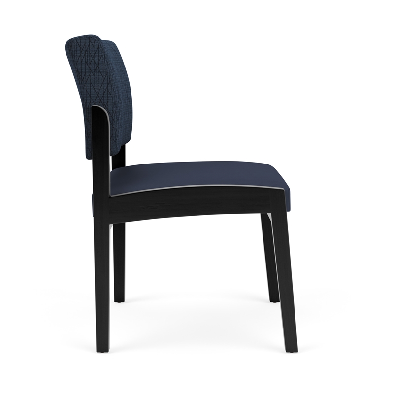 Lenox Wood Reception Waiting Armless Guest Chair / Black Wood / Blue / Blue