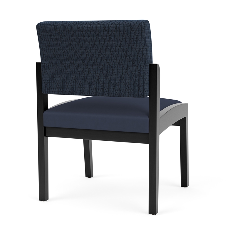 Lenox Wood Reception Waiting Armless Guest Chair / Black Wood / Blue / Blue